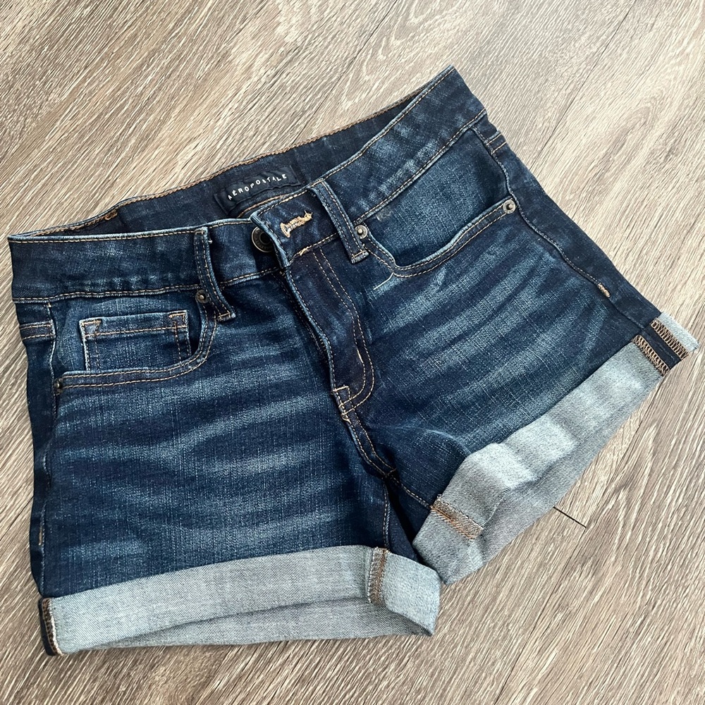 Aeropostale Blue Jean Shorts Distressed Cutoff Style